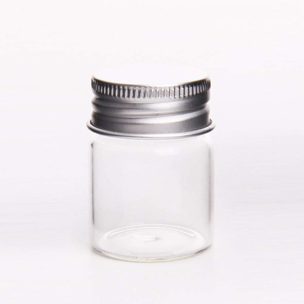 12 Pcs Empty Clear Glass Bottles with Screw Aluminum Cap Mini Container Jars for Essential Oil Powders Cream Ointments Grease Cosmetic Makeup Sample(15Ml) image number 2