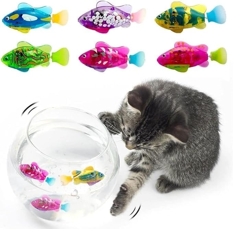 1PS Green Interactive Swimming Fish Toy for Indoor Cats - LED Light, Cat Enrichment Electronic Kitty Exercise Toys image number 6