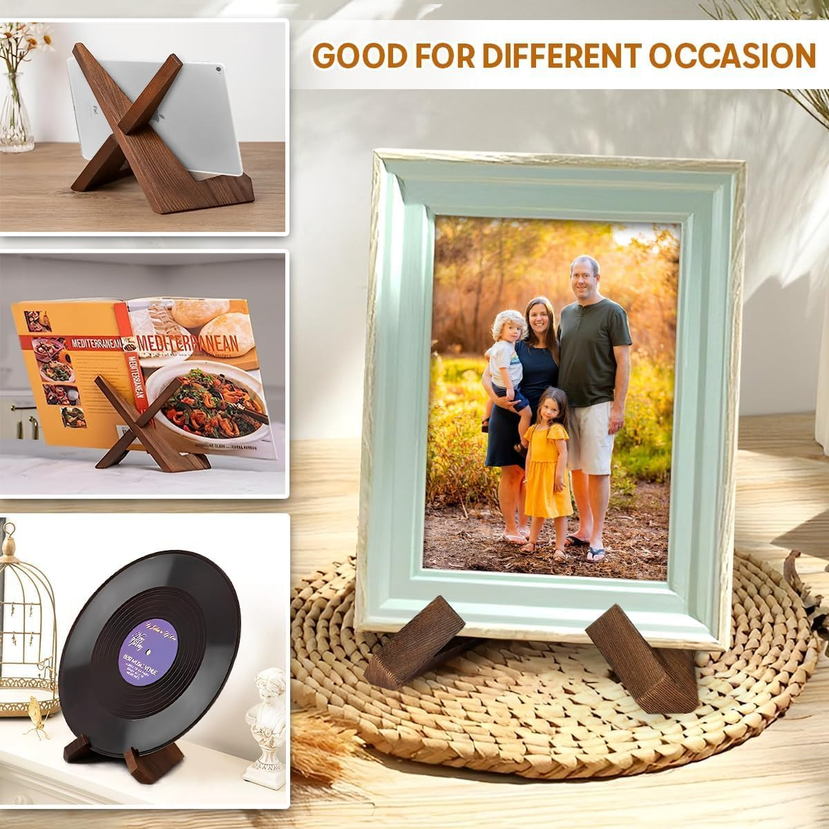 Cookbook Stand,Recipe Book Holder for Display Stand,Handmade Wooden Cookbook Holder,Table Top Decorative Easels Display,Modern and Traditional Kitchen Stand for Book,Craft Objects 1Pcs