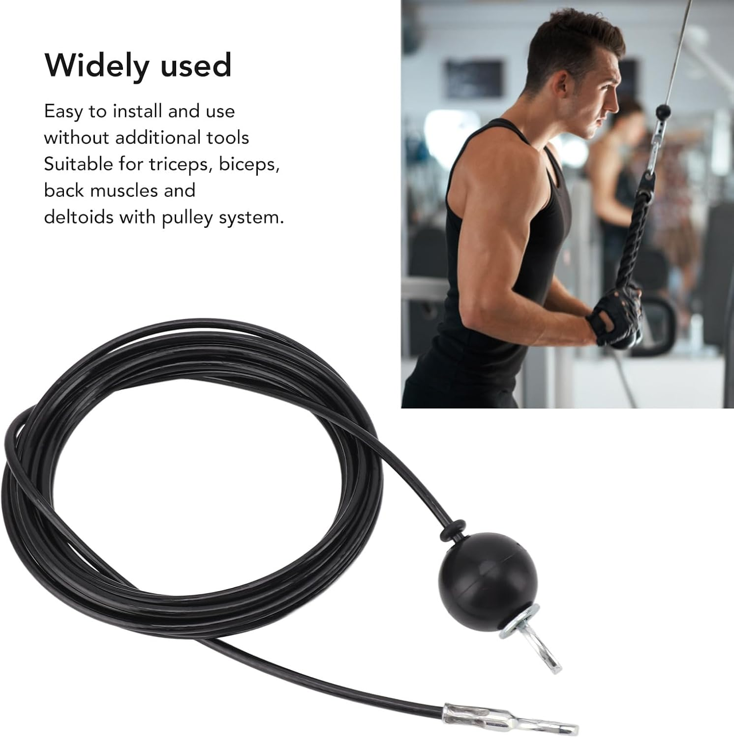 Fitness Pulley Cable, Adjustable Home Gym Cable Pulley System Replacement Fitness Cable for Pulley Machine Accessories, Heavy Duty Steel Wire Rope Home Gym Equipment image number 4