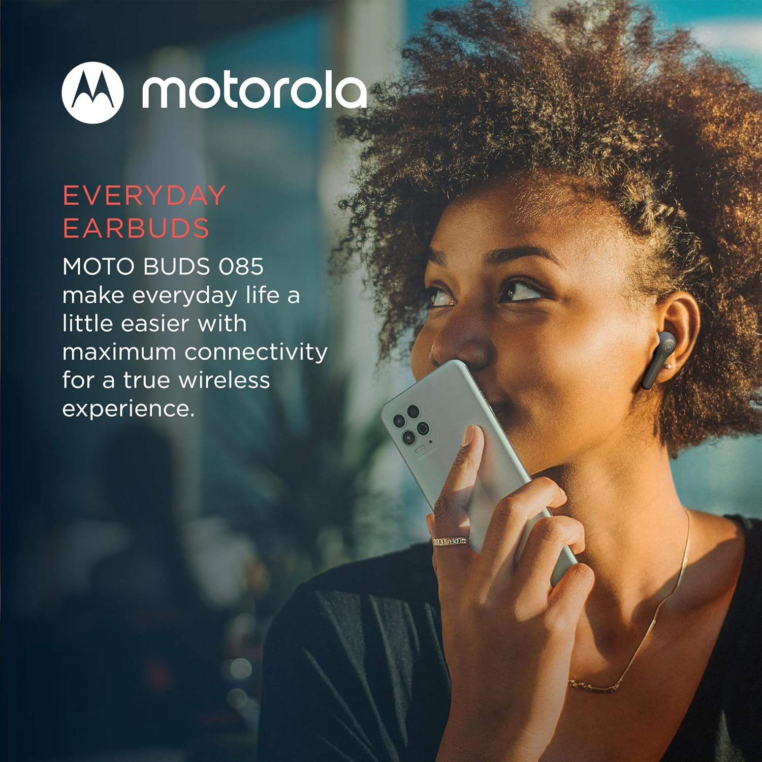 Motorola Sound Moto Buds 085 True Wireless Bluetooth Earbuds with Microphone, Charging Case - IPX5 Water Resistant Sweatproof Wireless Earbuds, Smart Touch-Control, Deep Bass Ear Buds - Black image number 4