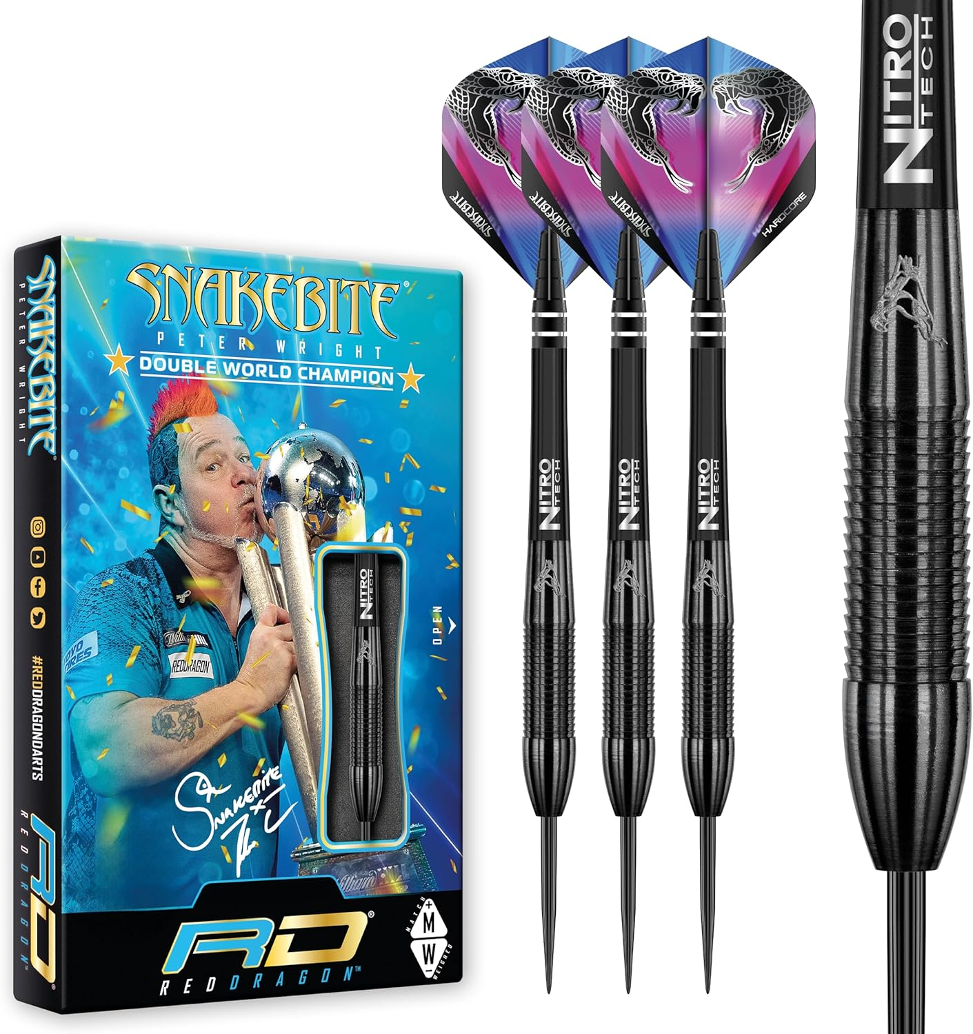 Peter Wright Snakebite 3: 22G or 26G Tungsten Darts Set with Flights and Stems image number 5