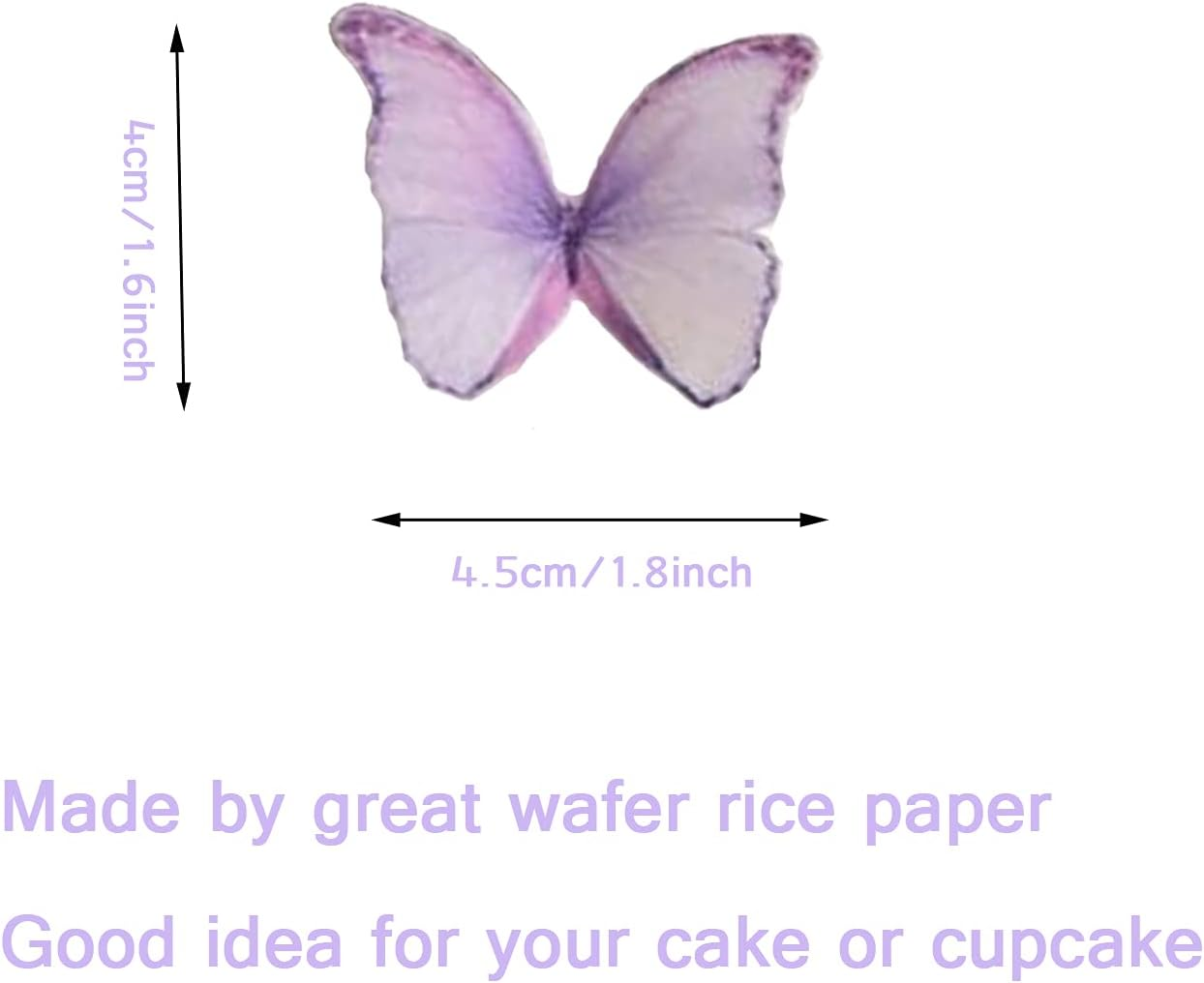48Pcs Edible Wafer Paper Butterflies Cupcake Topper Purple Pink Green Cake Decorations Mixed Color image number 2