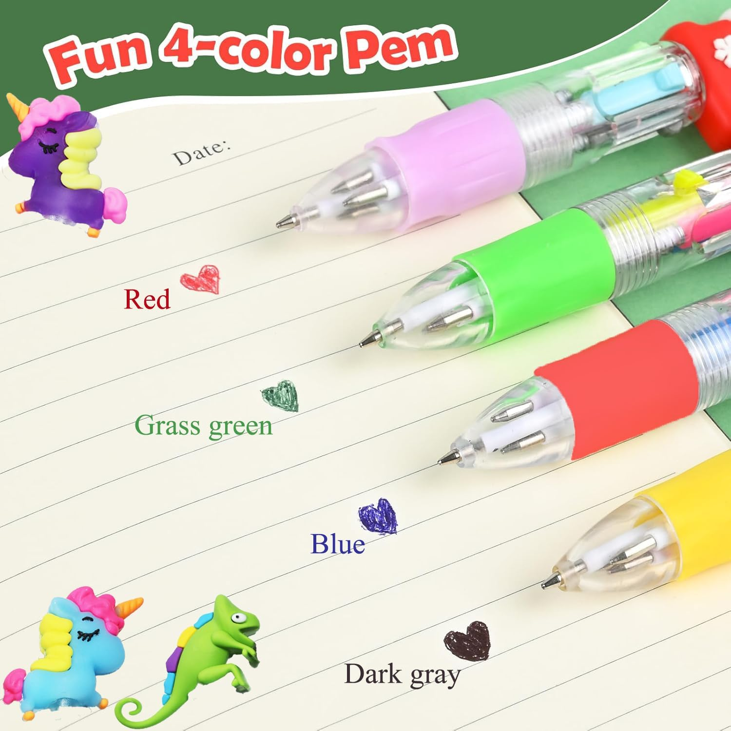 40PCS Ballpoint Pen for Kids Party Bag Fillers Parties Favors Multicolored 4-In-1 Gifts for Classroom Incentive Prizes Birthdays and Children'S Parties image number 4