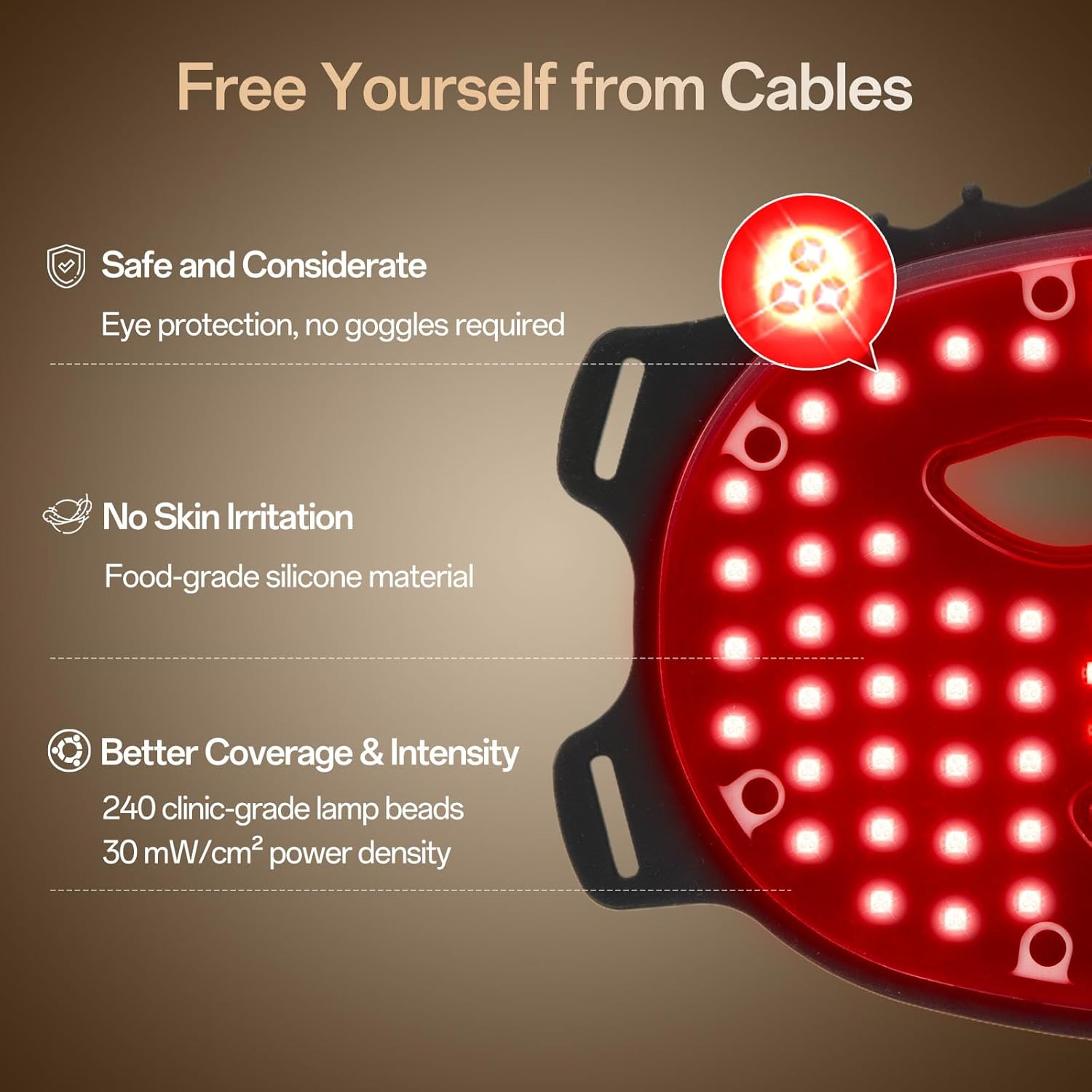 SUERBEATY Red Light Mask - 7 Colors Red Light Mask for Face, Facial Skin Care at Home, Cordless, Ergonomic Design and Rechargeable for Home - Black image number 5