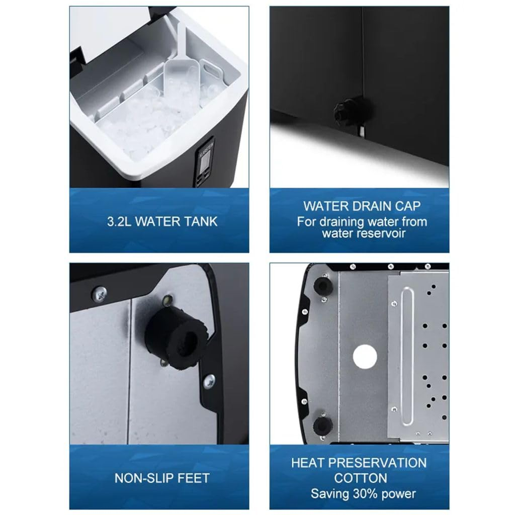 Maxkon Machine Countertop, 16.2Kgs in 24 Hours, 3.2L Larger Water Tank, Self-Clean Electric Compact Potable with Ice Scoop and Basket for Home/Kitchen/Office image number 2