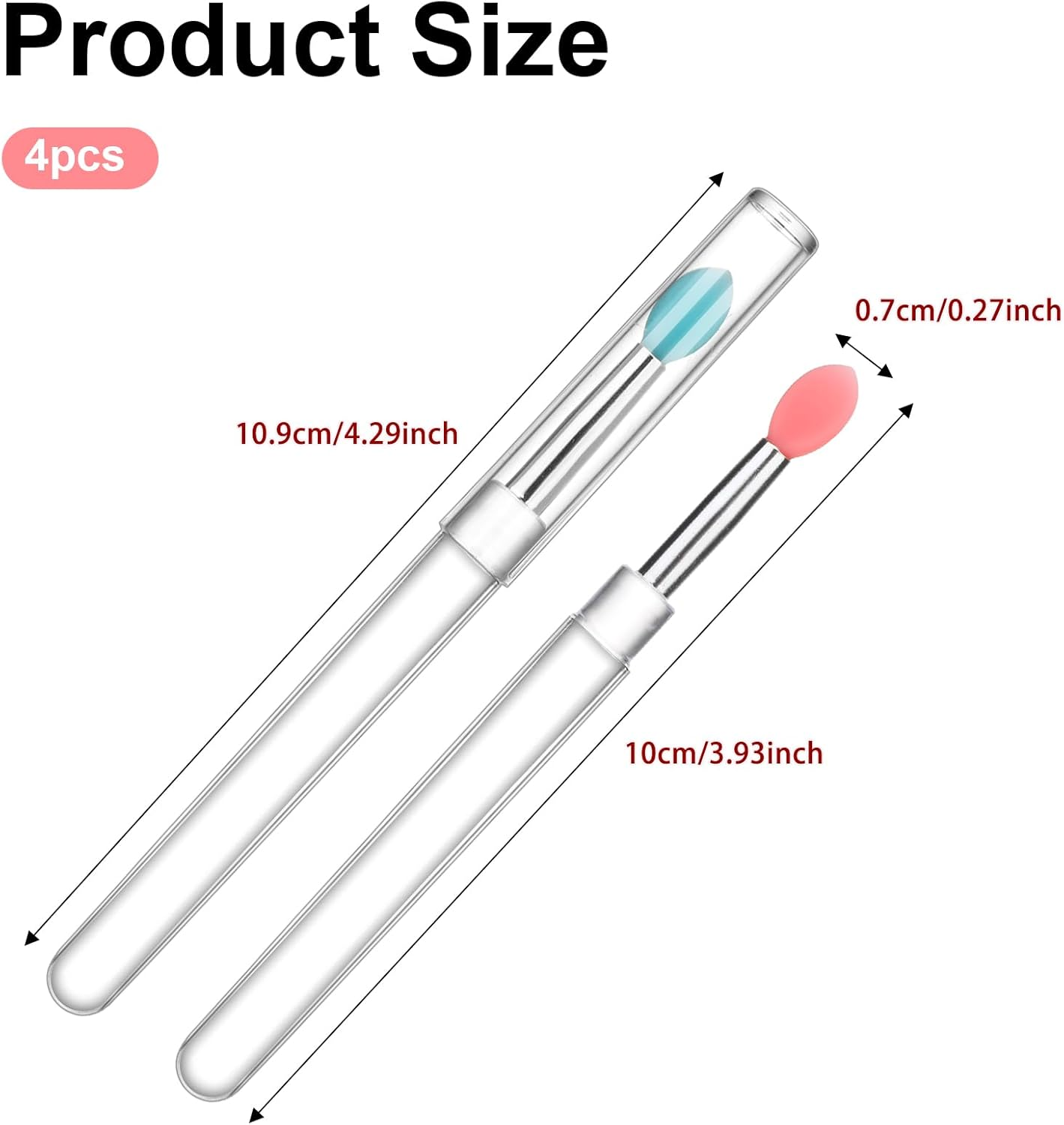 4 Pcs Silicone Lip Brush Lipstick Applicator Wands Plastic Lip Scrub Brush Reusable Lip Balm Applicator with Cap Makeup Applicator for Lipstick, Eyeshadow, Lip Gloss, Lip Balm