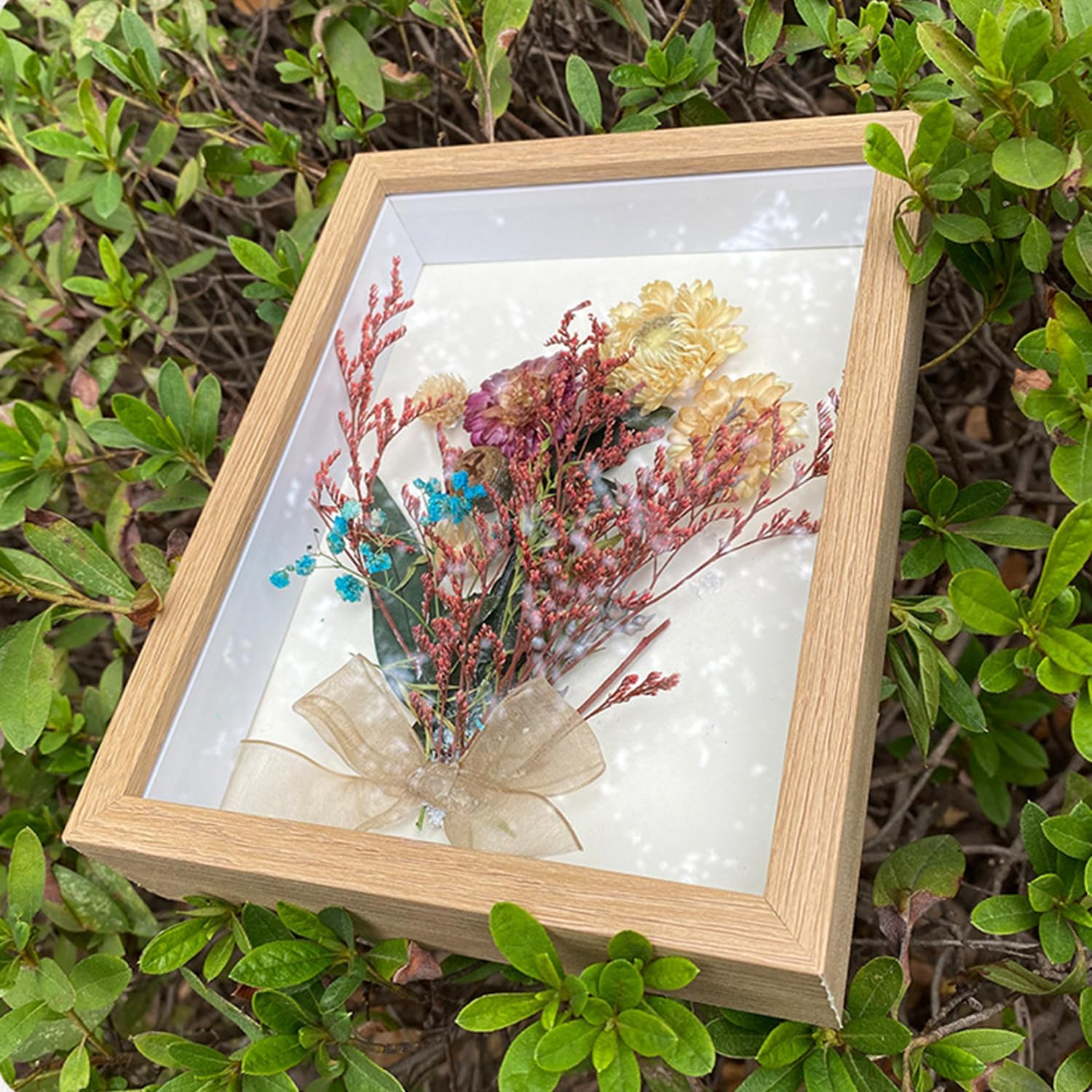 2Pcs Shadow Box Frame Display Case 8X10'', Dried Flower Photo Frame, 3D Picture Frame Display Case Deeper 3Cm with Transparent Acrylic Panel for Photos, DIY Crafts, Wedding Souvenir (Wood Color 8X10) image number 2