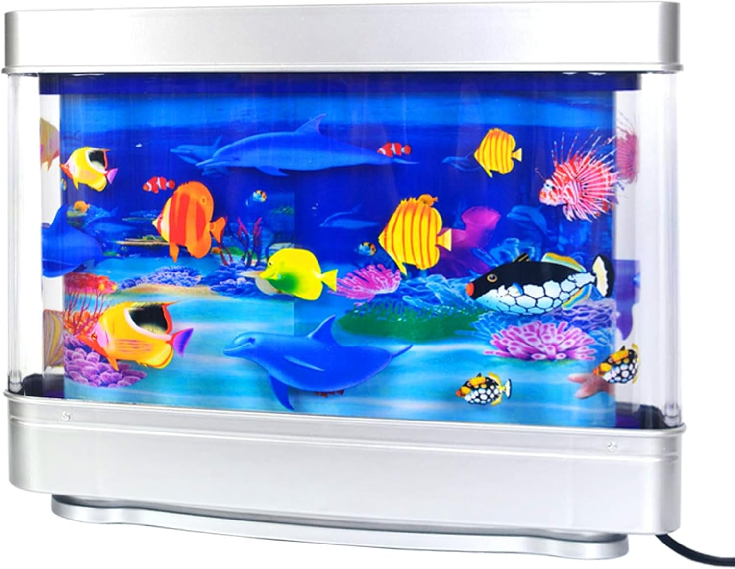 TOGETDREAM Artificial Tropical Fish Aquarium Decorative Lamp Artificial Fish Tanks with Moving Fish Fake Sensory Ocean Mini Fish Tank Decoration Ornaments Virtual Charming Fantastic Lamps Night Light image number 2