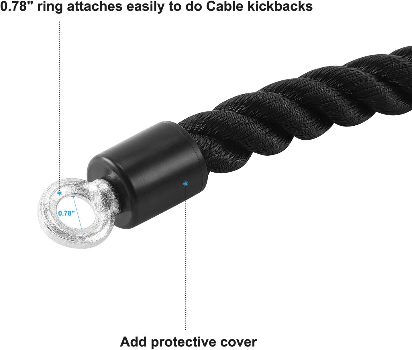 Pull down Rope Single Grip Tricep Bicep Exercise Attachment for Cable Machines Gym Pulley Workout - Black 2 Pack image number 5