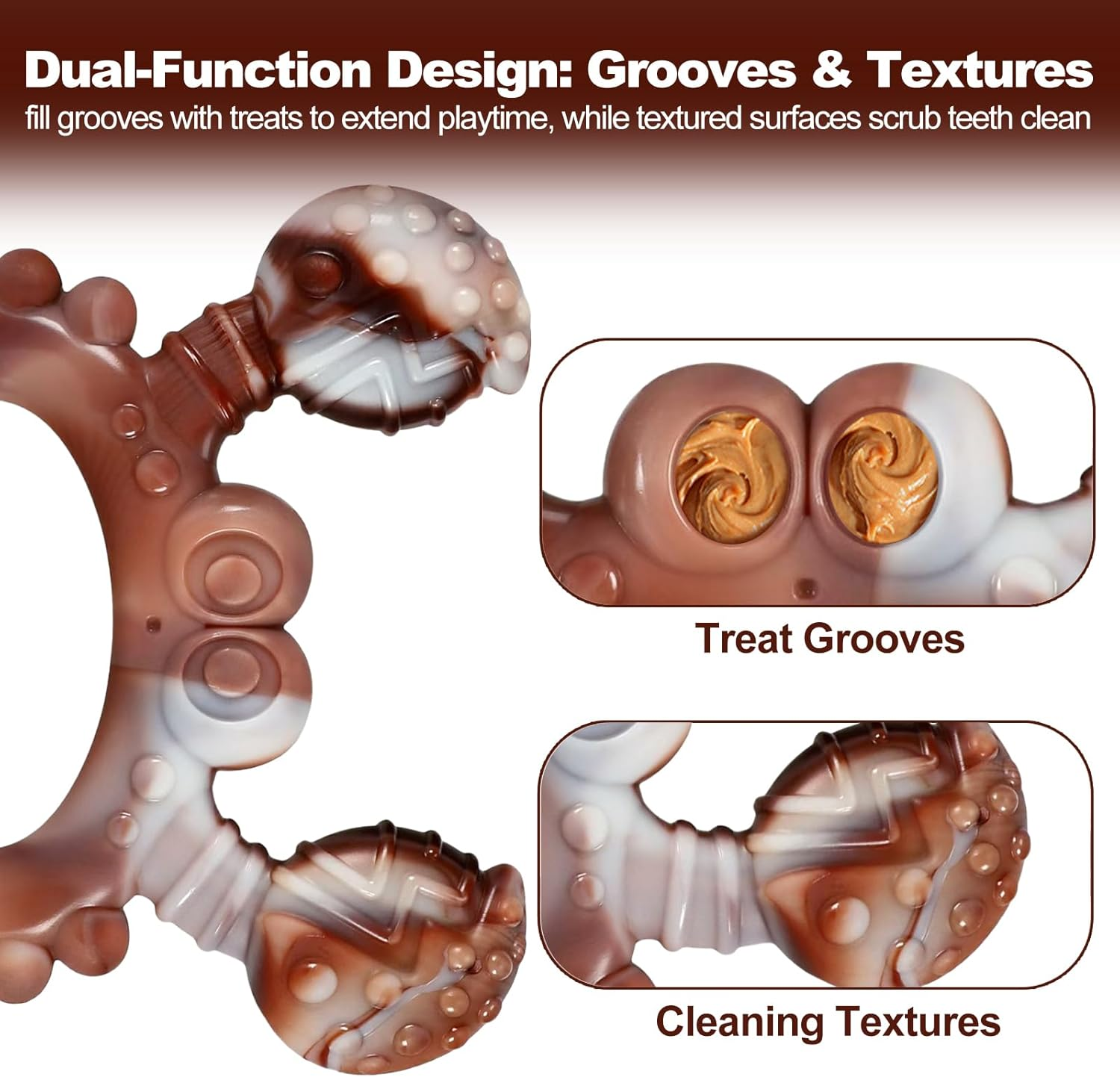 Adpartner Dog Chew Toys for Aggressive Chewers, Puppy Teething Toys Tough Beef Flavored Dog Toys to Teeth Cleaning Reduce Pet Anxiety and Boredom, Nylon Crab Dog Bone Toy for All Breeds of Dogs image number 1