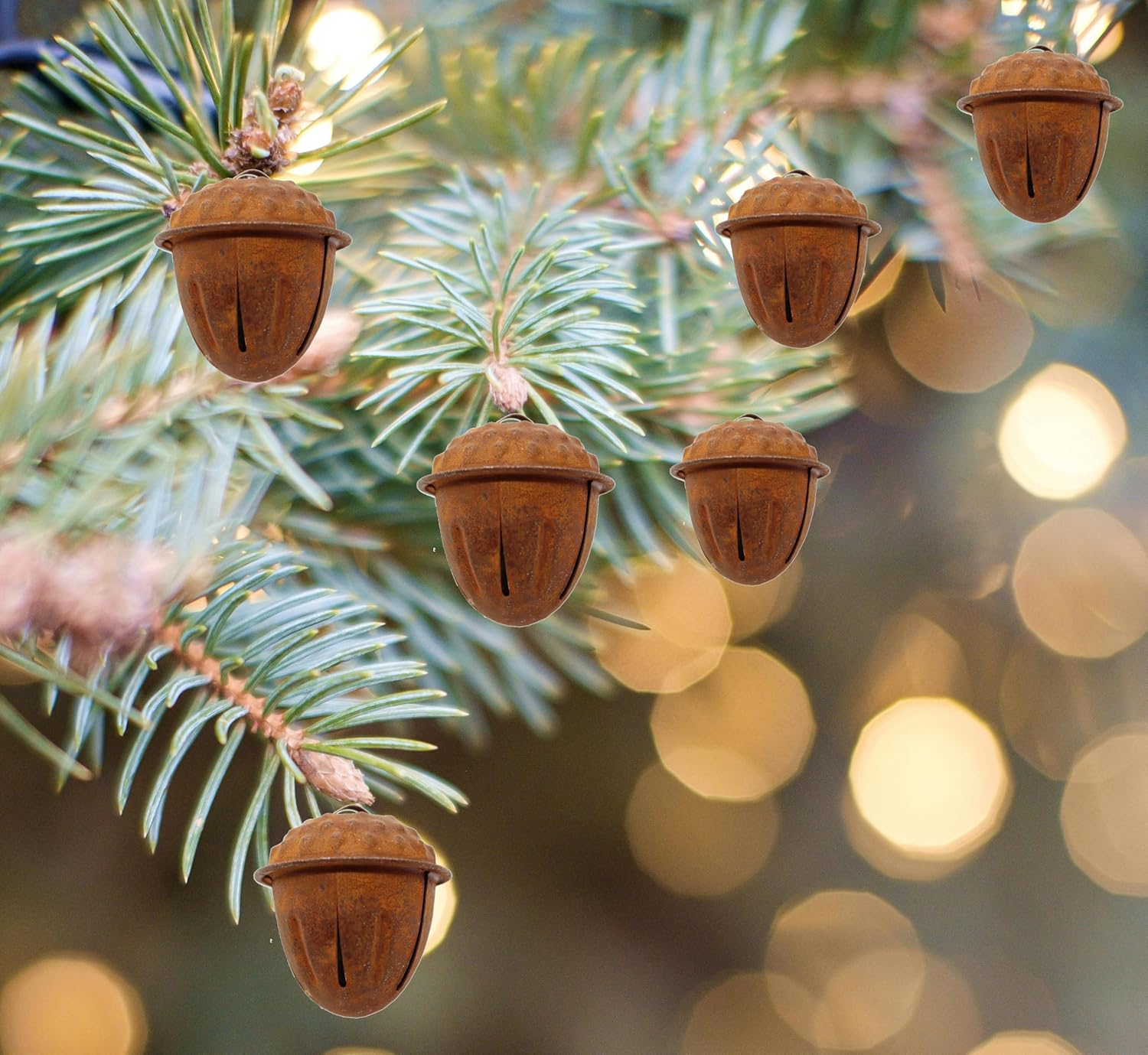 20 Pc Country Primitive Rusty Acorn Jingle Bells Rustic Farmhouse Home Decor for Christmas Crafting Autumn (Rusty Acorn Bells) image number 5