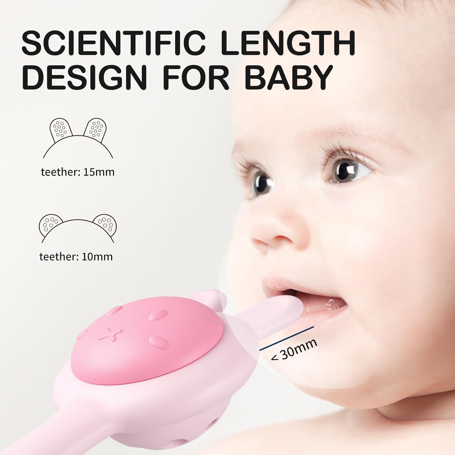 Textured Silicone Teething Toys for Baby, 2 in 1 Rattle and Teether Toy, Sensory Exploration and Teething Relief, Easy to Hold Handles, 0+ Months (Pink) image number 1