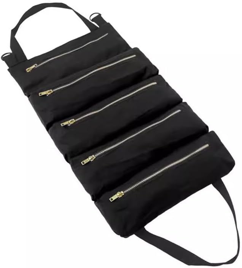 AIMALL Multi-Purpose Tool Roll up Bag Wrench Roll Pouch Hanging Tool Portable Organizer - Multi-Compartment， Secure Zipper Closure