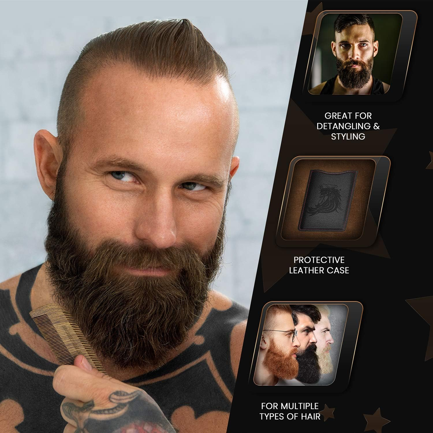 Bossman Pocket Sandalwood Beard Comb image number 1