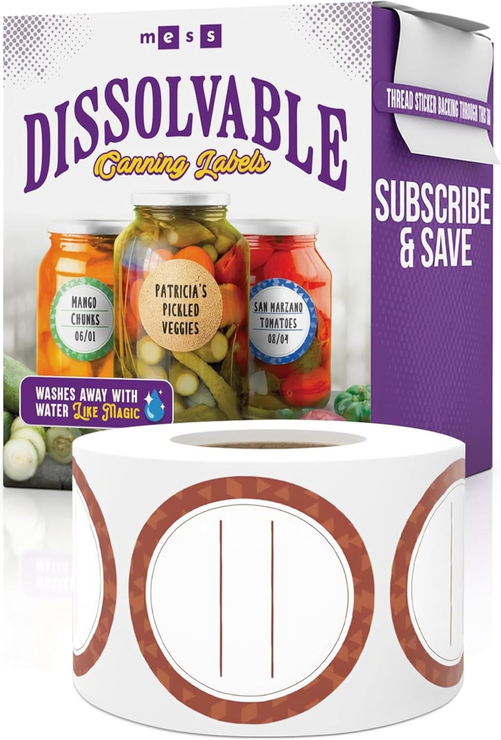 Canning Labels Dissolvable Stickers for Mason Jars and More (2" round 200/Roll) Canning Supplies Washes off in Seconds like Magic - Jar Labels Homemade Jam, Jelly, and More (Eggplant)