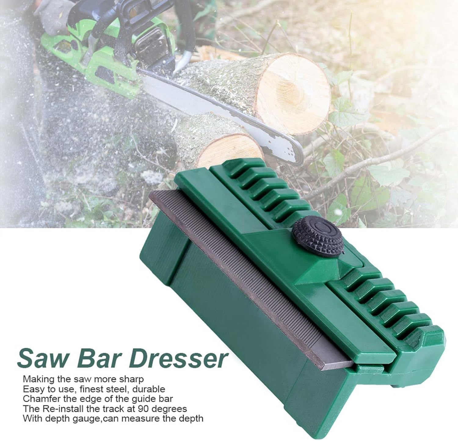 Chainsaw Bar Dressing Tool, Solid Guide Bar Rail Dressers File Repairer Tool, Chainsaw Sharpening Guide Tool, Steel Chainsaw Bar File Tool Chamfer for Chainsaw Guide Bar Dressing image number 2