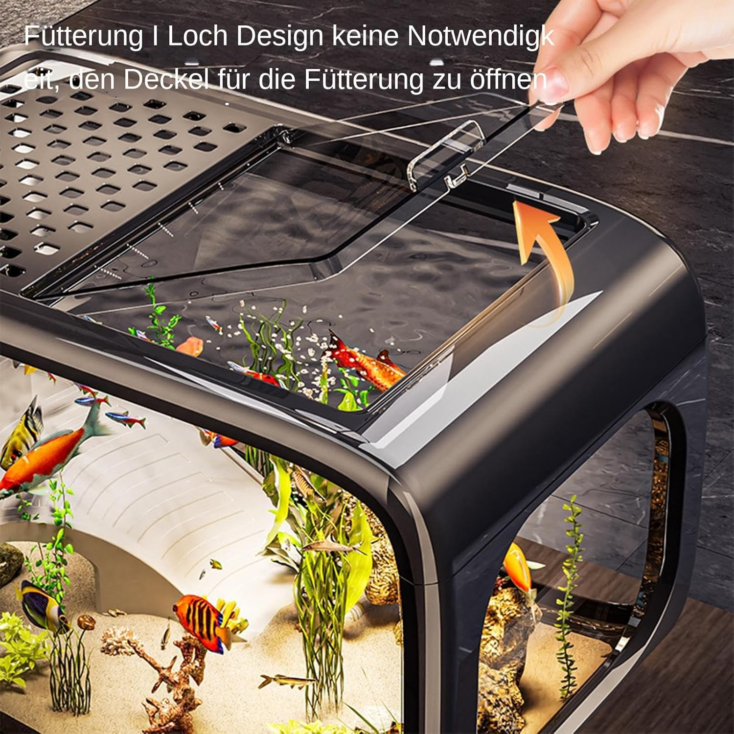 Aquarium Fish Tank | Aquarium Landscape Fishbowl - Acrylic Glass Pet Care Decoration Container for Aquatic Animals Snails Betta Fish Turtle image number 4