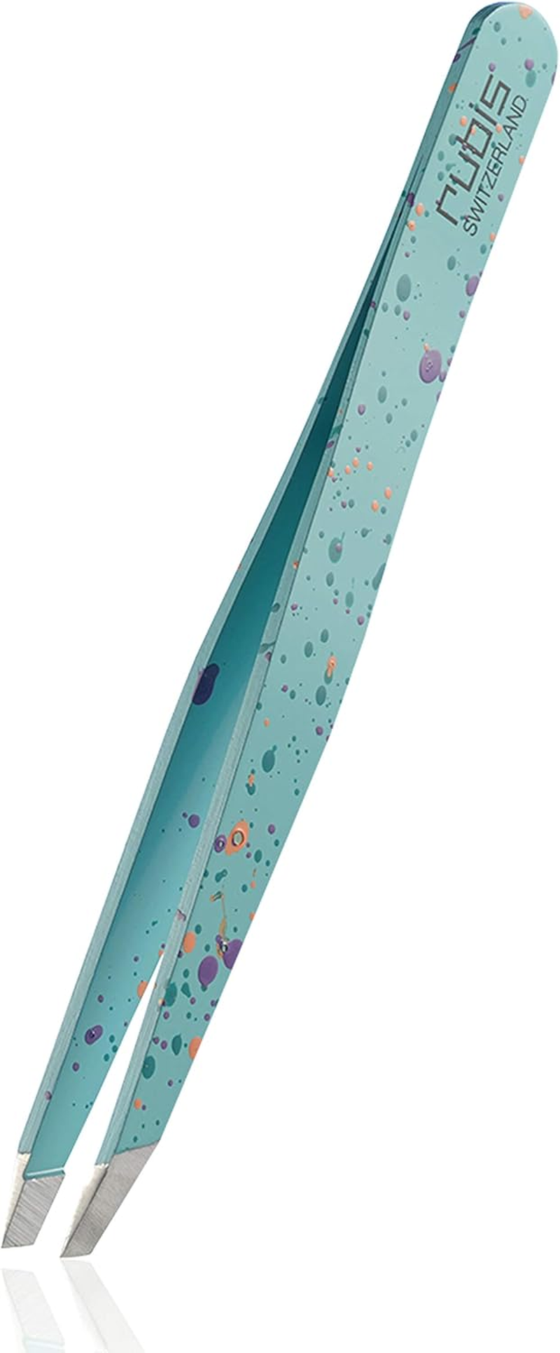 Rubis Action Painting Tweezers - Slanted, Fine and Pointed - Eyebrow Tweezers - Slanted Tip for Hair Removal - Professional Tweezers - Light Blue