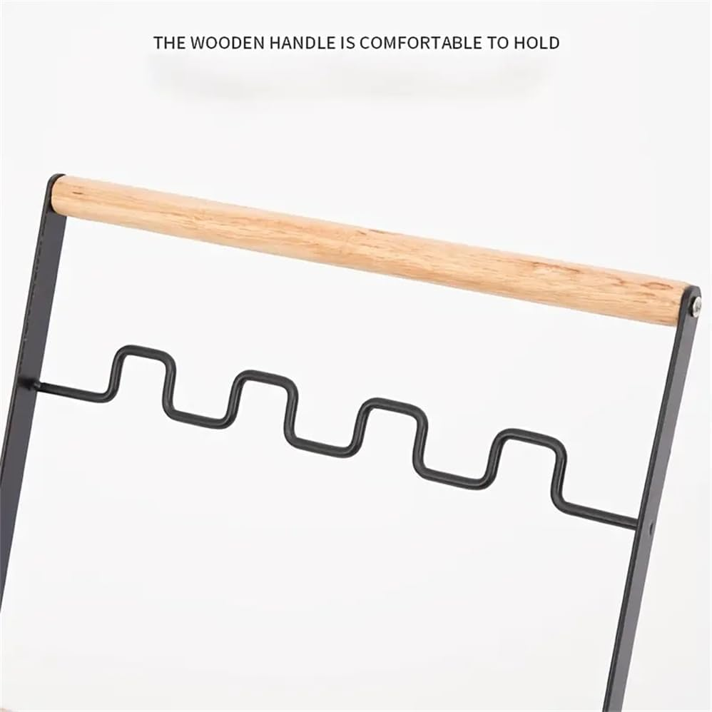 2 Pcs Portable Trash Holder,Outdoor Barbecue Garbage Rack, Camping Garbage Bag Rack, Folded Plastic Bag Holder, Stainless Steel Hanging Rack, with Wooden Handle Iron Art Rubbish Bag Hanging Bracket