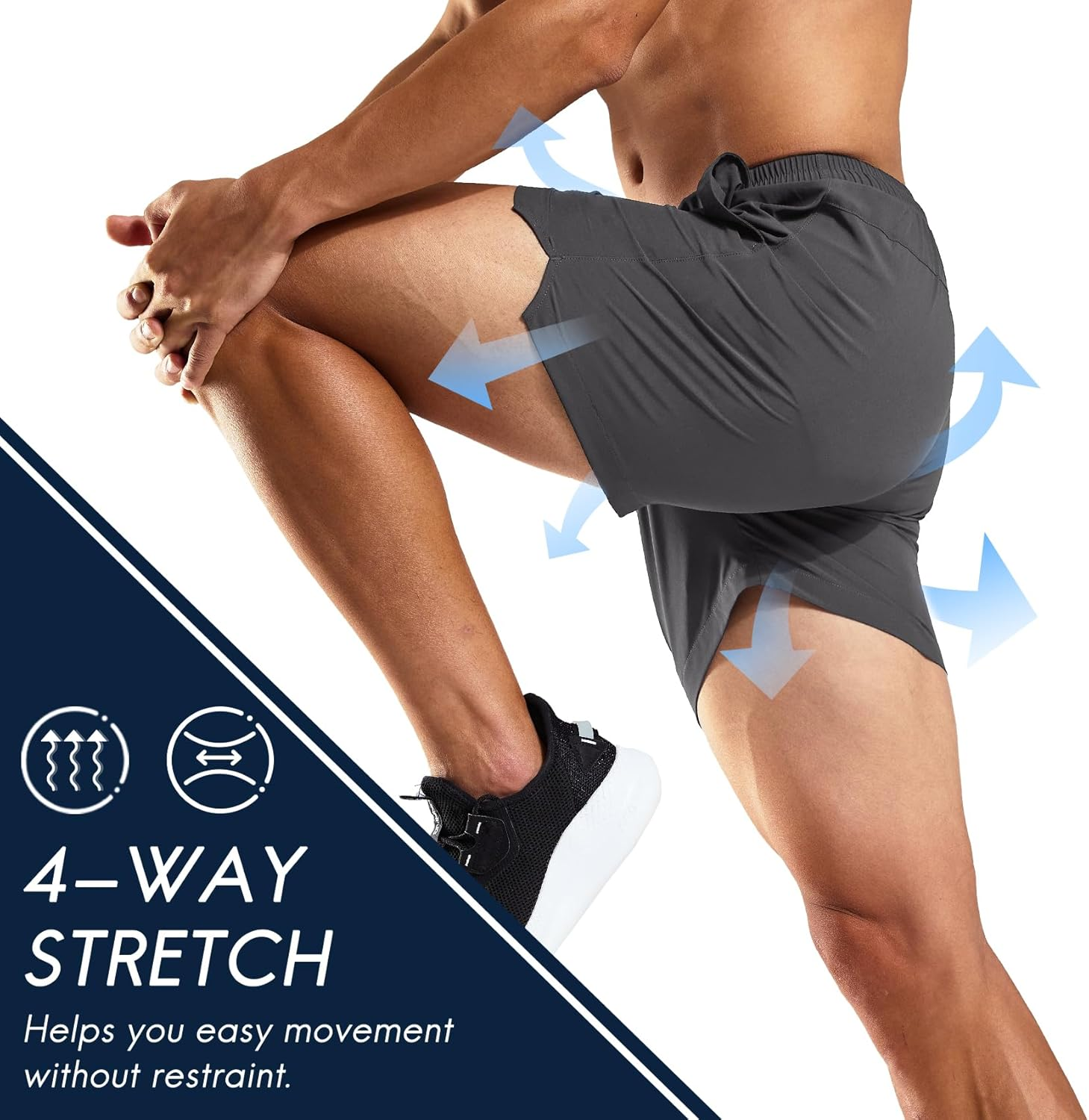 Haimont 5 Inch Mens Dry Fit Running Athletic Shorts with Pockets, Water Resistant Lightweight Quick Dry Gym Workout Shorts image number 4