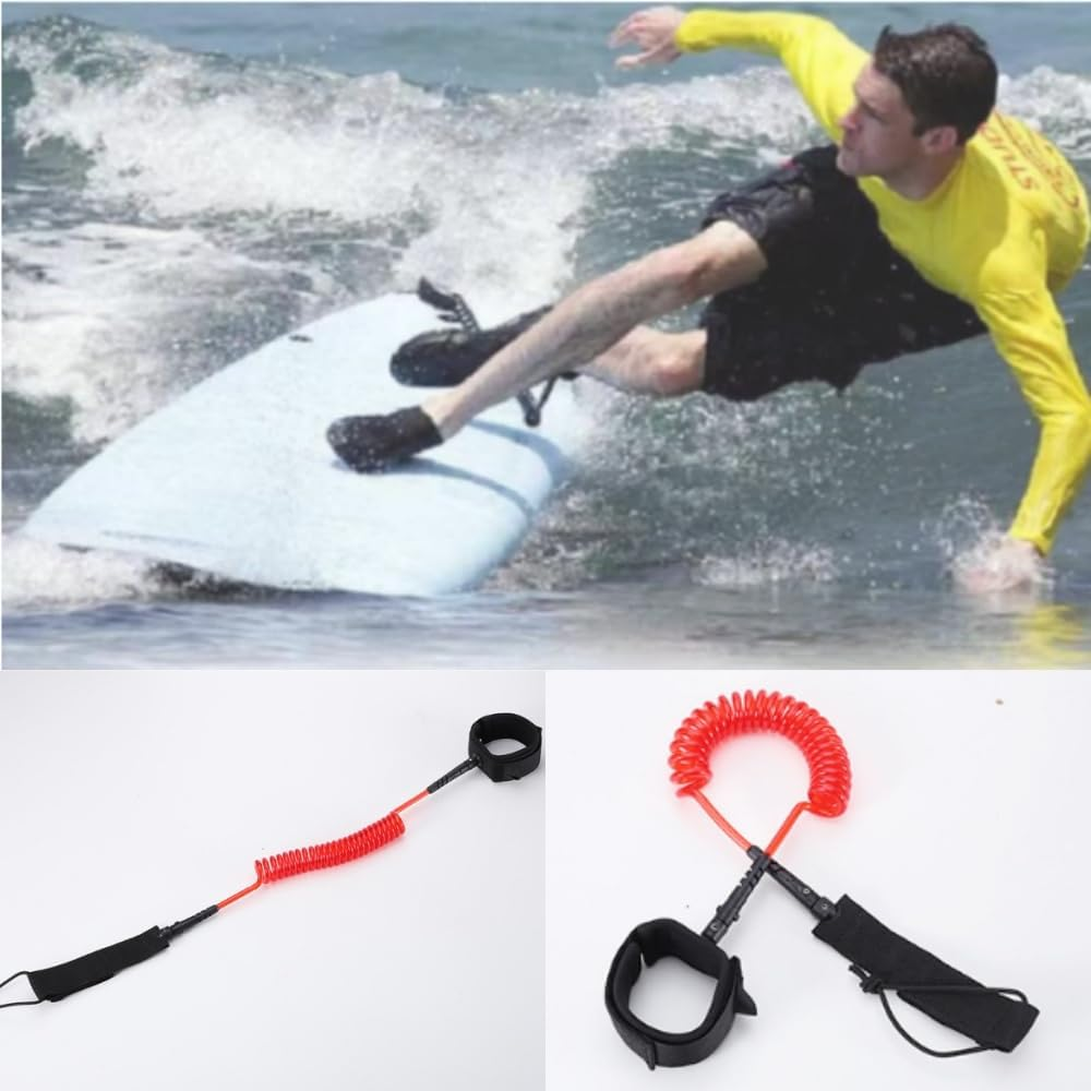 Surfboard Leash, SUP Leash Stand up Paddle Board Leg Rope Surfing Ankle Leash 10 Ft TPU Safe for Paddleboard, Shortboard, Longboard（Red） image number 2