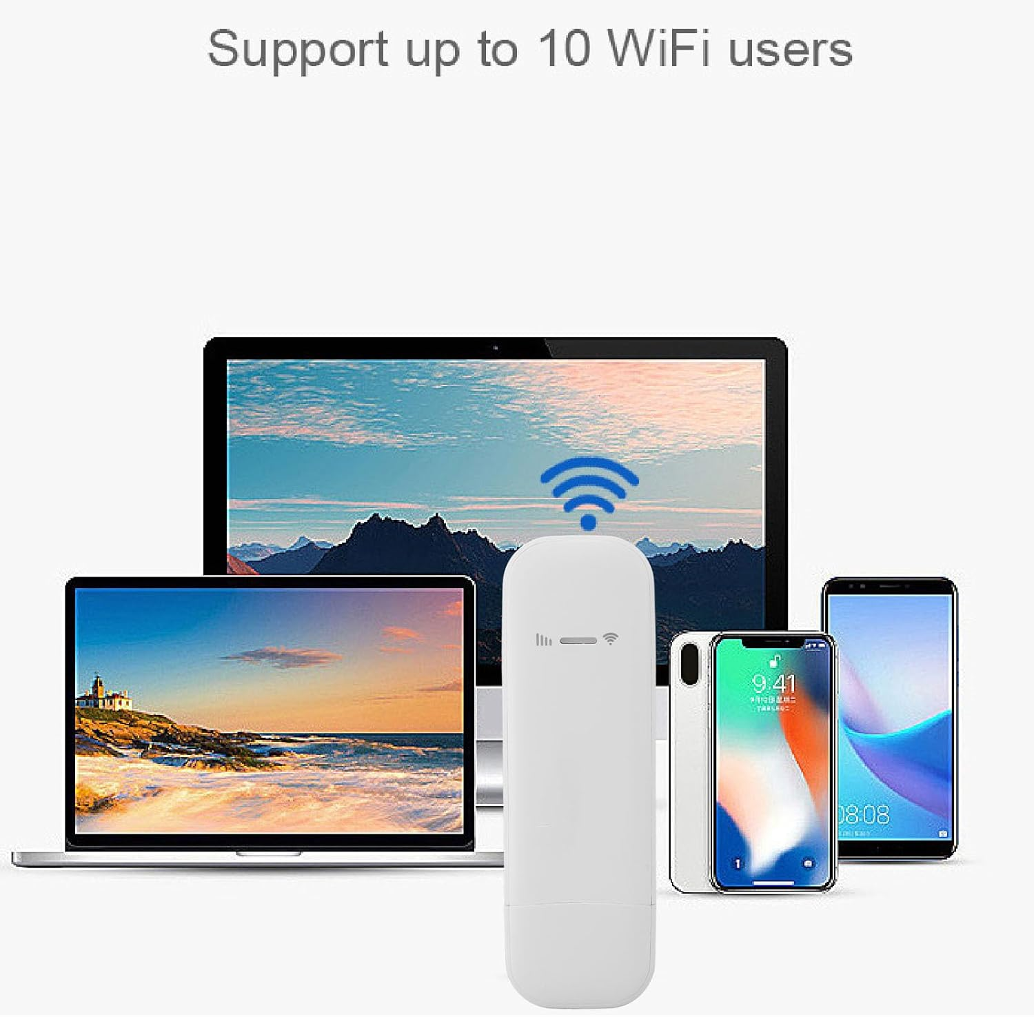 4G LTE USB Wifi Modem, Pocket Network Hotspot with SIM Card Slot, Support 10 Users, 150Mbps, Wireless Connection, Secure Encryption image number 3