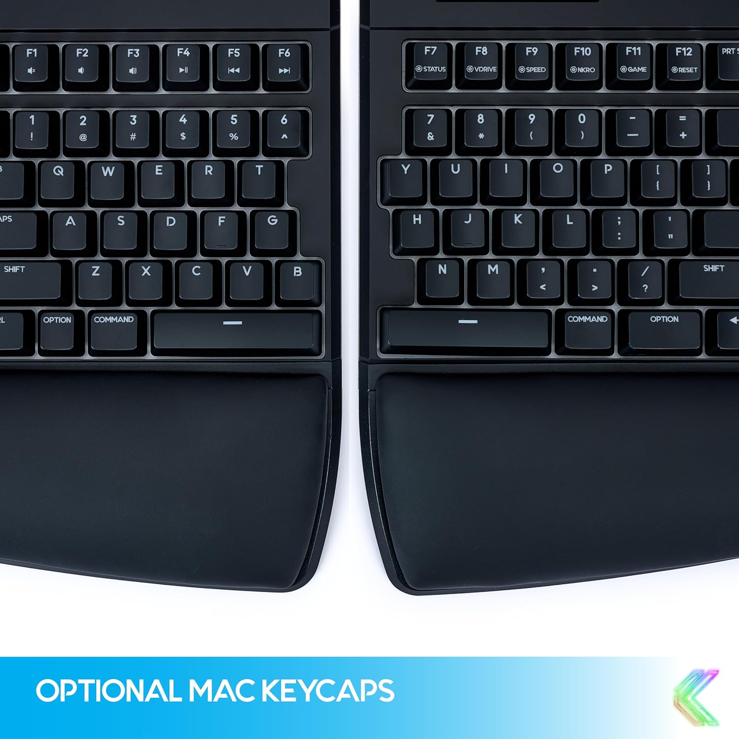 KINESIS Freestyle Edge RGB plus Split Mechanical Keyboard | Hotswap Tactile Switches | RGB | Ergonomic | Lift Kit Included | Detachable Palm Support | Fully Programmable | Mac Keycaps Included image number 3