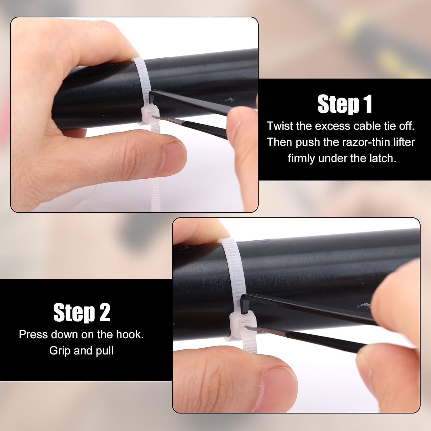 BOXOB Cable Tie Opener Tool, Black Stainless Steel Zip Tie Cutters Reusable Zip Ties Remover Tool for Nylon or Plastic Zipper Tape image number 5