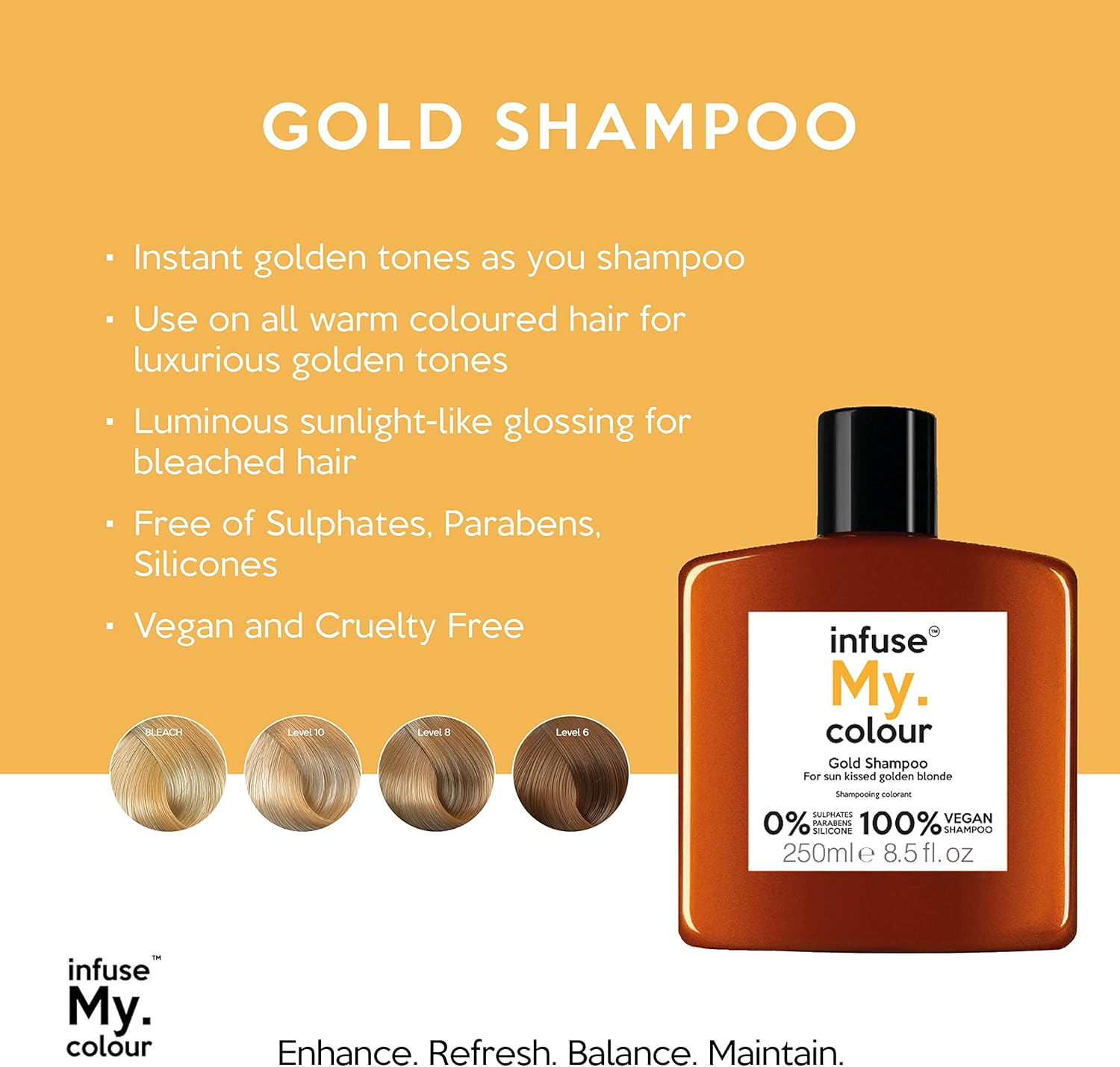Infuse My. Colour Gold Shampoo, Gold, 250 Ml - Ruby image number 6