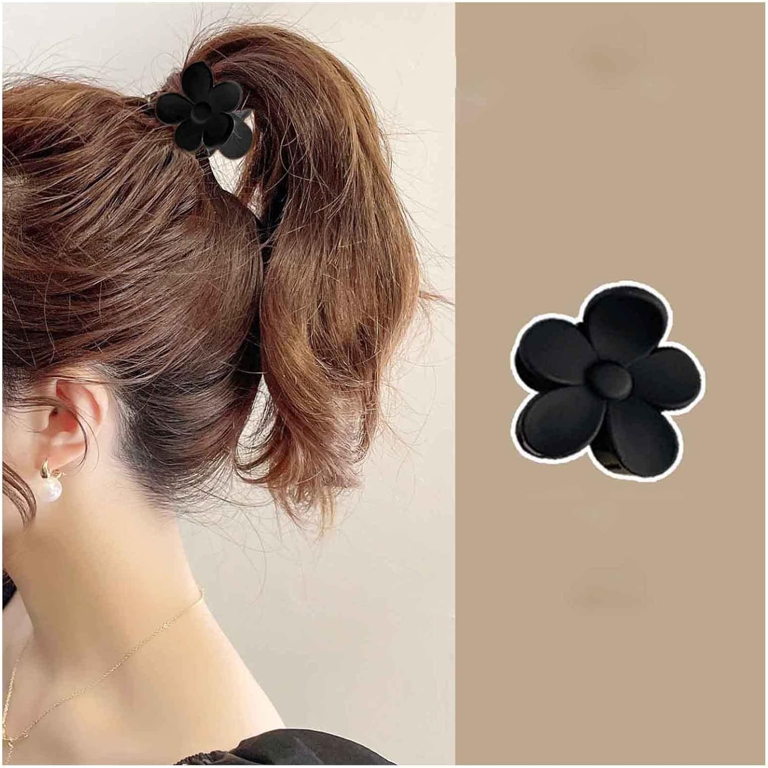 Yheakne Vintage Flower Hair Claw Clip Black Hair Claw Clip Flower Hair Holder Strong Pine Hair Clip No Slip Hair Catch Barrette Decorative Hair Accessories for Women and Girls image number 3