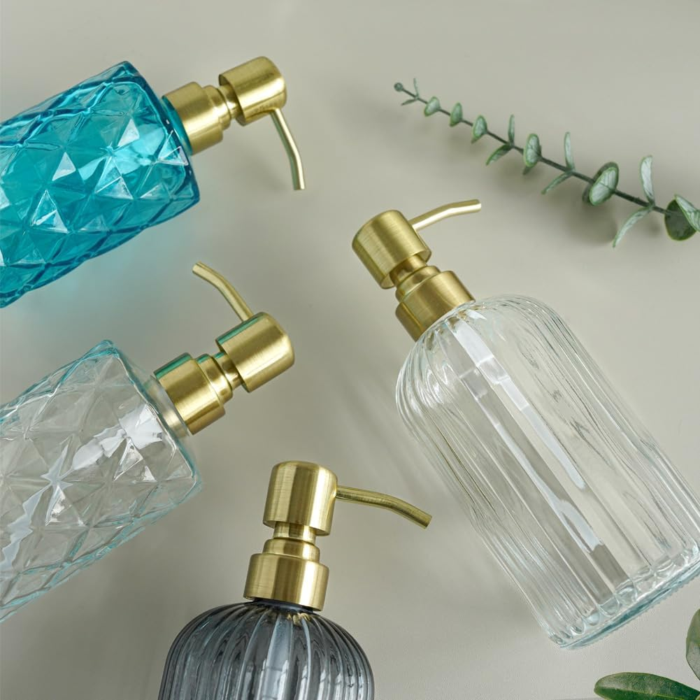 JASAI 2 Pack Royal Golded Soap Pump Replacement for Regular Mouth Soap Dispenser, Durable 304 Stainless Steel Rustproof Soap Pump for Hand Dish Soap Bottle. image number 3