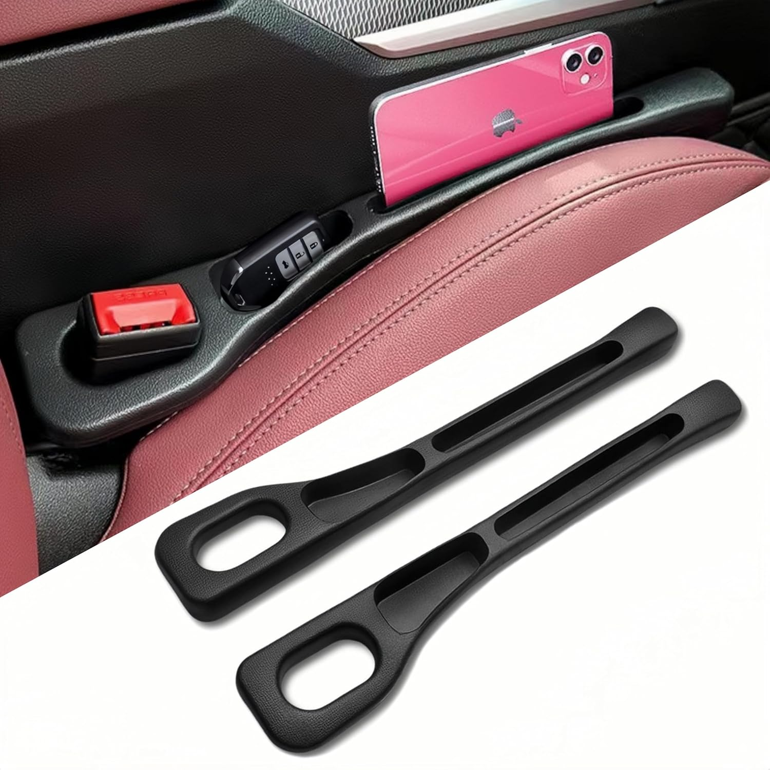 Car Seat Gap Filler of 2, 2025 Upgraded Car Seat Gap Organizer Storage Box,Fills the Gap between the Seat and Console to Prevent Items from Falling Out, Suitable for Cars, SUV and Trucks (Black)