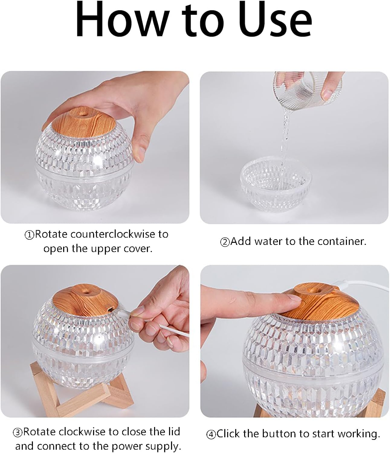 Crystal Ball Mini Mood Light - 7 Color LED Night Light Humidifier for Kids Bedroom & Parties | Auto Shut-Off, Super Quiet Personal Humidifier for Bedroom, Office, Kids, and Plants image number 5