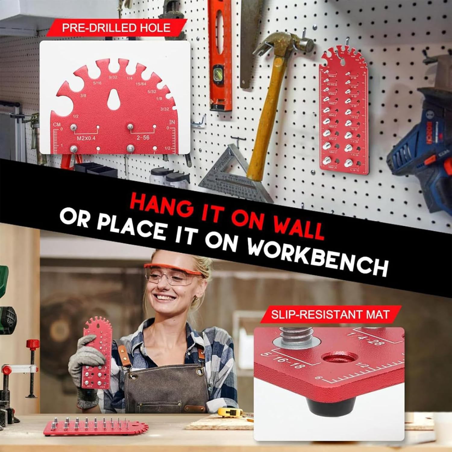 Thread Checker Bolt and Nut Aluminum Metric Imperial Sizes with Side Ruler Drill, Length Measurement for Mechanical Engineering, Construction image number 4