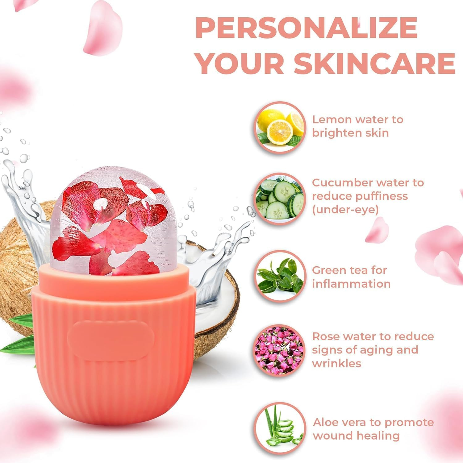 2 Pack Ice Cube Roller Massager for Face, Reusable Ice Face Roller,Eyes and Neck Naturally Conditioning and Skin Care,De-Puff Eye Bags,Reduce Migraine Pain,Reusable Massage Silicone Ice Mold image number 2