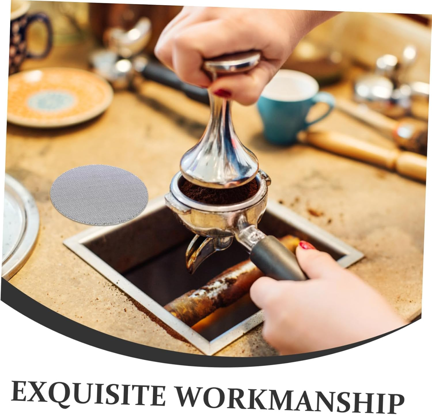 TEHAUX 4Pcs Espresso Puck Screen Stainless Steel Mesh Coffee Filter Plate Reusable Thick for Bottomless Portafilter Basket Compatible with Espresso Machines image number 5