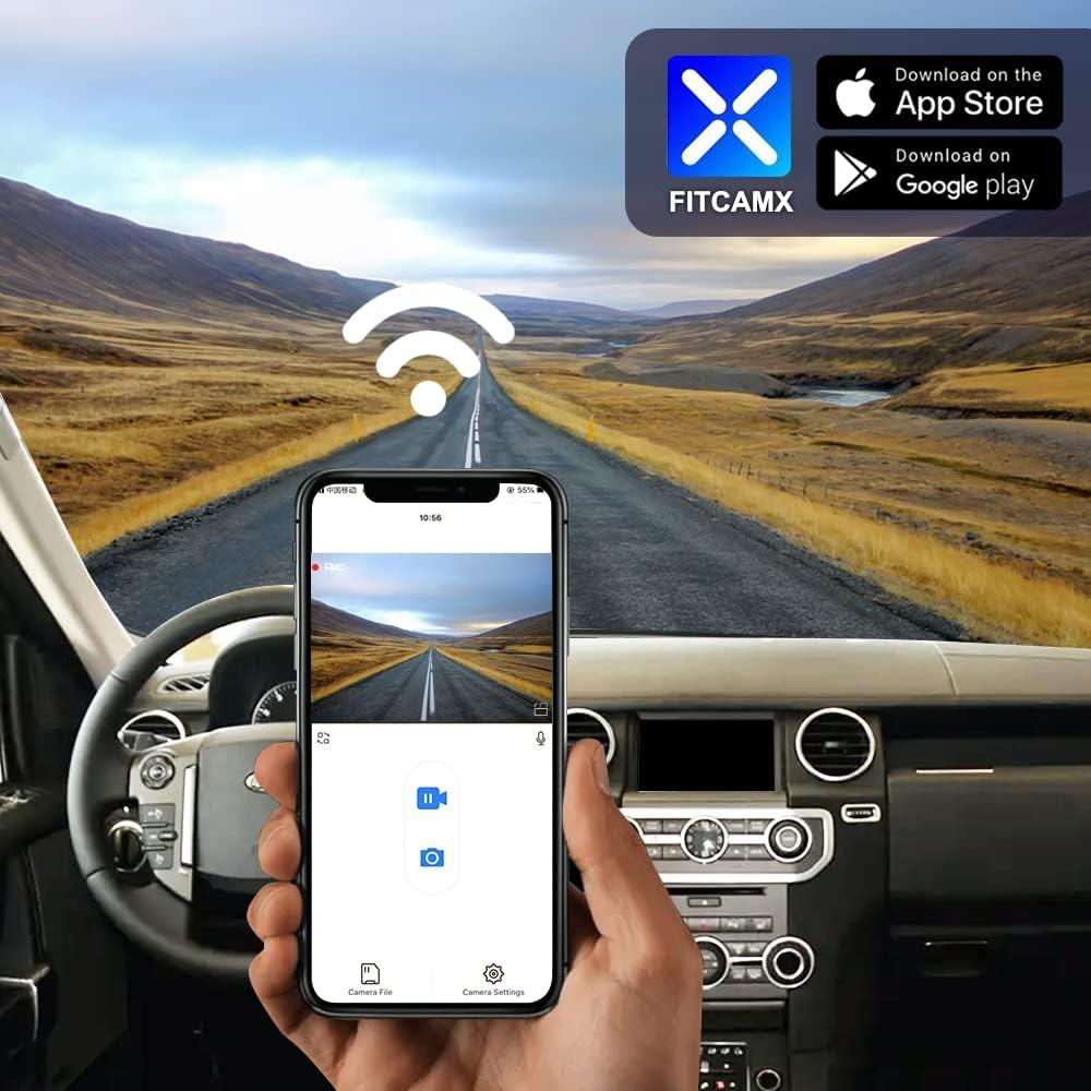 Fitcamx 4K Dash Cam Suitable for Land Rover Discovery 4 2011 2012 2013 2014 2015 2016 SE S HSE P300 (Model B/L462), OEM Style, 2160P UHD Video Wifi APP, Loop Recording G-Sensor, Plug & Play, 64GB Card image number 1