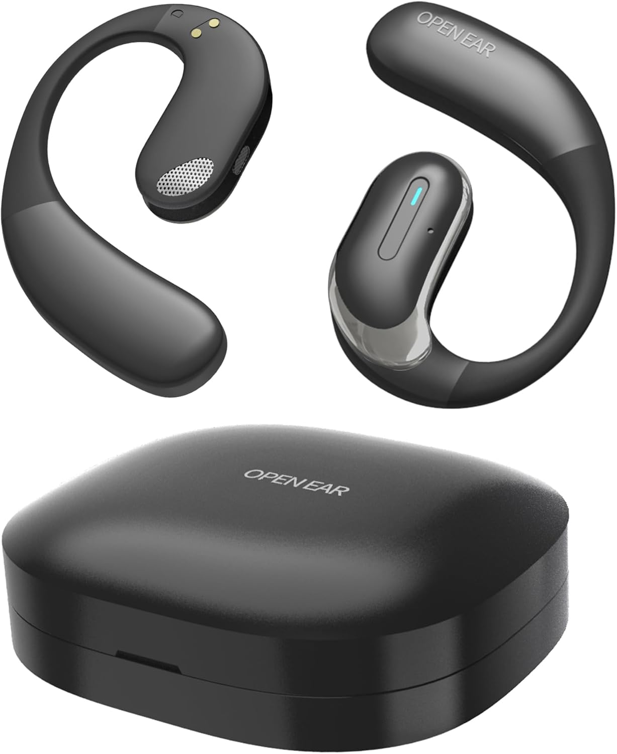 Hiteblaz Open Ear Headphones Bluetooth 5.3, Wireless Earbuds with Earhook, IP55 Waterproof Sports Headset with Noise Cancelling Mic,28H Playtime for Running, Cycling, Workout,Black