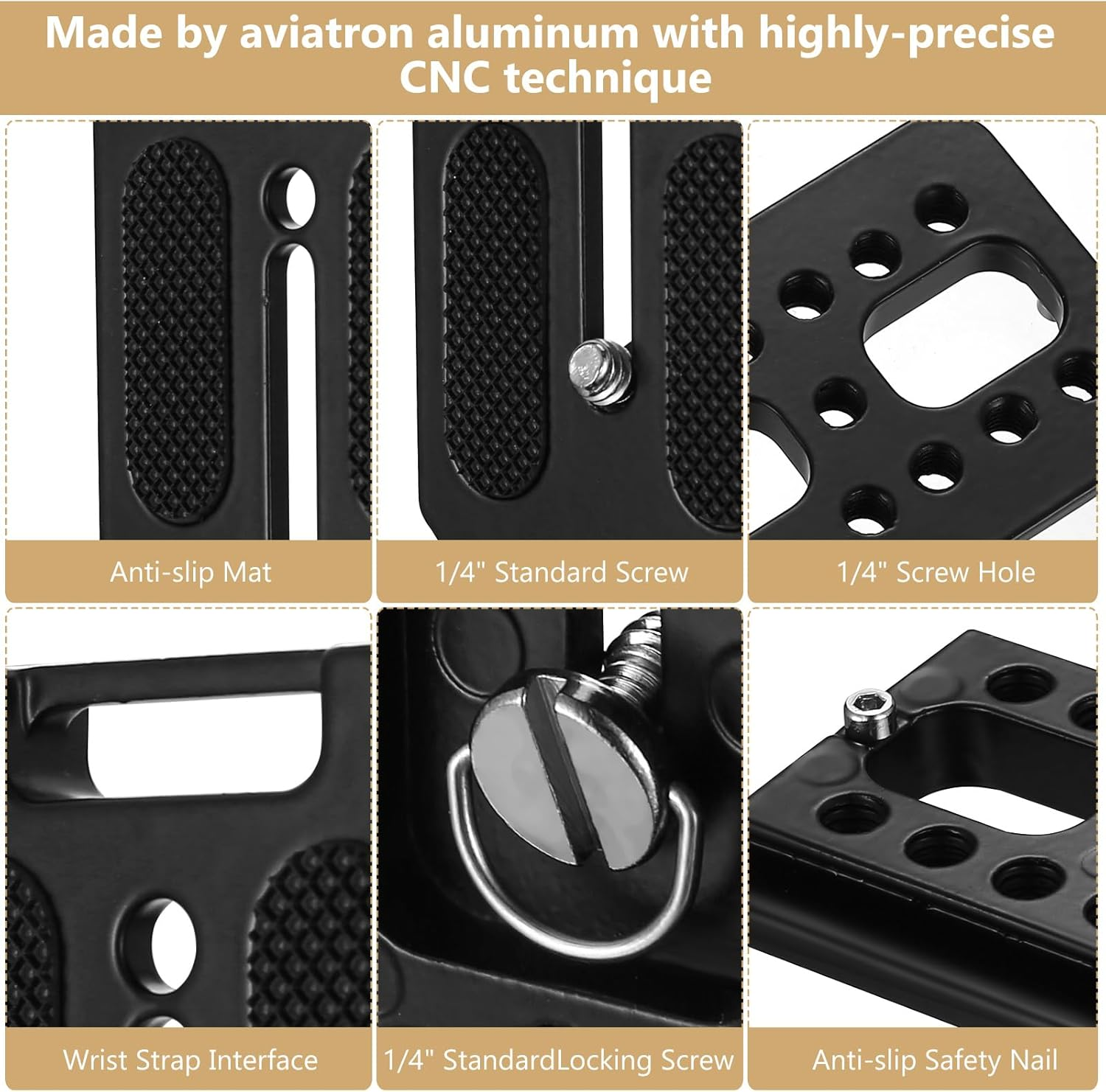 Camera Mount, Quick Release L Mount Arca Swiss Quick Release Plate, Vertical Universal DSLR Camera Mount 1/4 Inch Screws, for Manfrotto DJI Canon Nikon Sony Tripods Camera Accessories image number 2