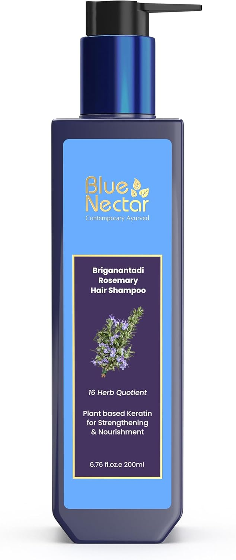 Blue Nectar Rosemary Hair Growth Shampoo for Stronger Hair | with Keratin & Rosemary | Sulfate-Free | for All Hair Types (16 Herbs, 200Ml) image number 4