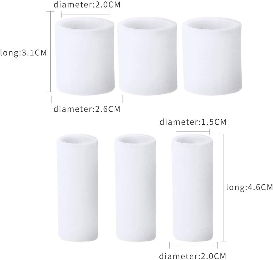 Silicone Gel Toe Cushion Tubes Sleeves Soft Corn Pad Protectors for Friction Pain Relief Foot Care Tool Finger Protect (Large X 4Pcs+Small X 4Pcs, White) - Beige image number 3