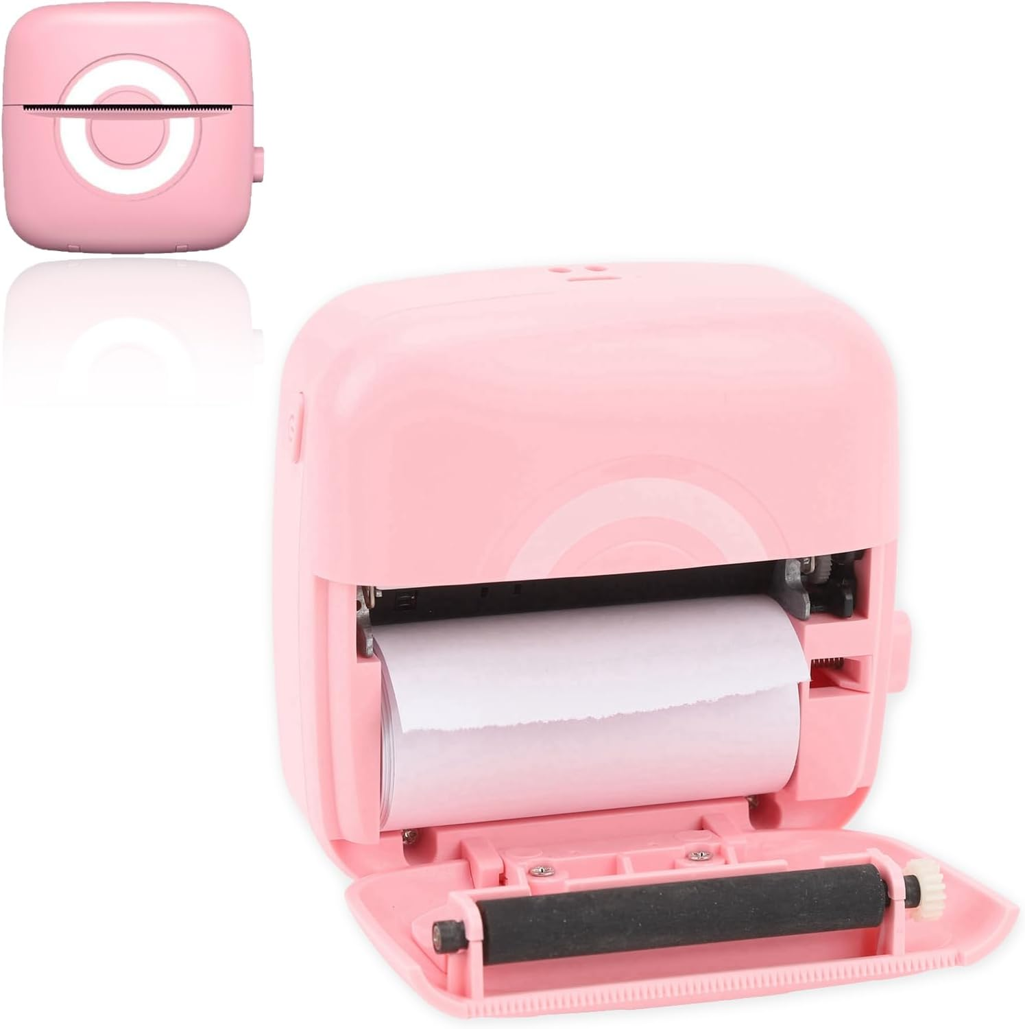 Pocket Thermal Printer, Portable Bluetooth Wireless Label Printer with APP (For Ios & Android) for Notes Journal Memo Photo Study for Kids Students (Pink)