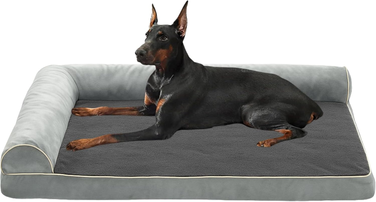 Premium Orthopedic Dog Beds with Egg Foam Support, Large Anxiety Pet Bed with Side Bolsters, 100X60X19Cm Dog Sofa Beds for Medium, Large Dogs with Removable Washable Cover, Ultra-Cozy Pet Crate Bed image number 6