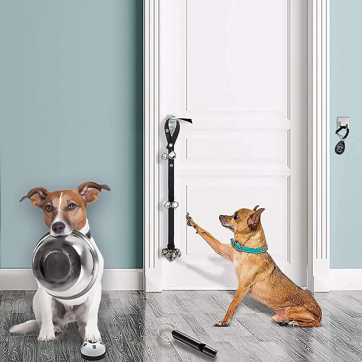 YANGWEN Dog Puppy Doorbells,3 Pack Dog Bell for Puppy Potty Training Adjustable Length Dog Doorbell with Dog Training Clicker & Dog Whistle for Doggy Doggie Puppy image number 4