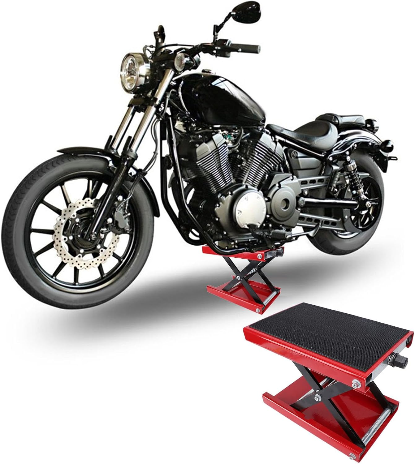 Motorcycle Lift Scissor Jack, 1100LB Foldable Center Hoist Crank Stand, 3.35 to 13.39In Height Adjustable, Heavy Duty Metal Motorbike Lift Jack Stand for Motorbike, ATV, Sport Bike image number 6