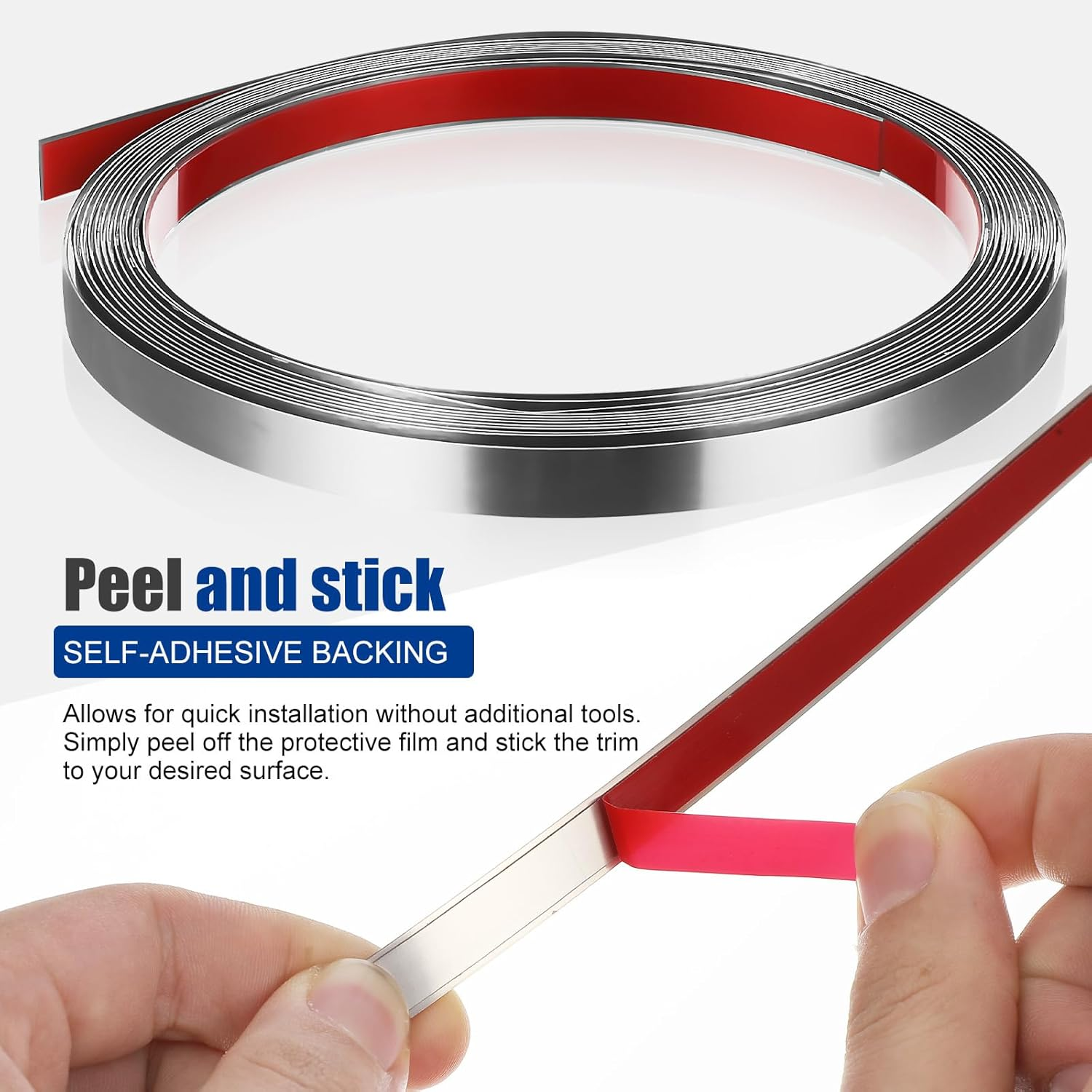 UKCOCO Peel and Stick Stainless Steel Wall Molding Trim 196.85 Inch Self Adhesive Ceiling and Wall Decoration Strip for Modern Home Improvement