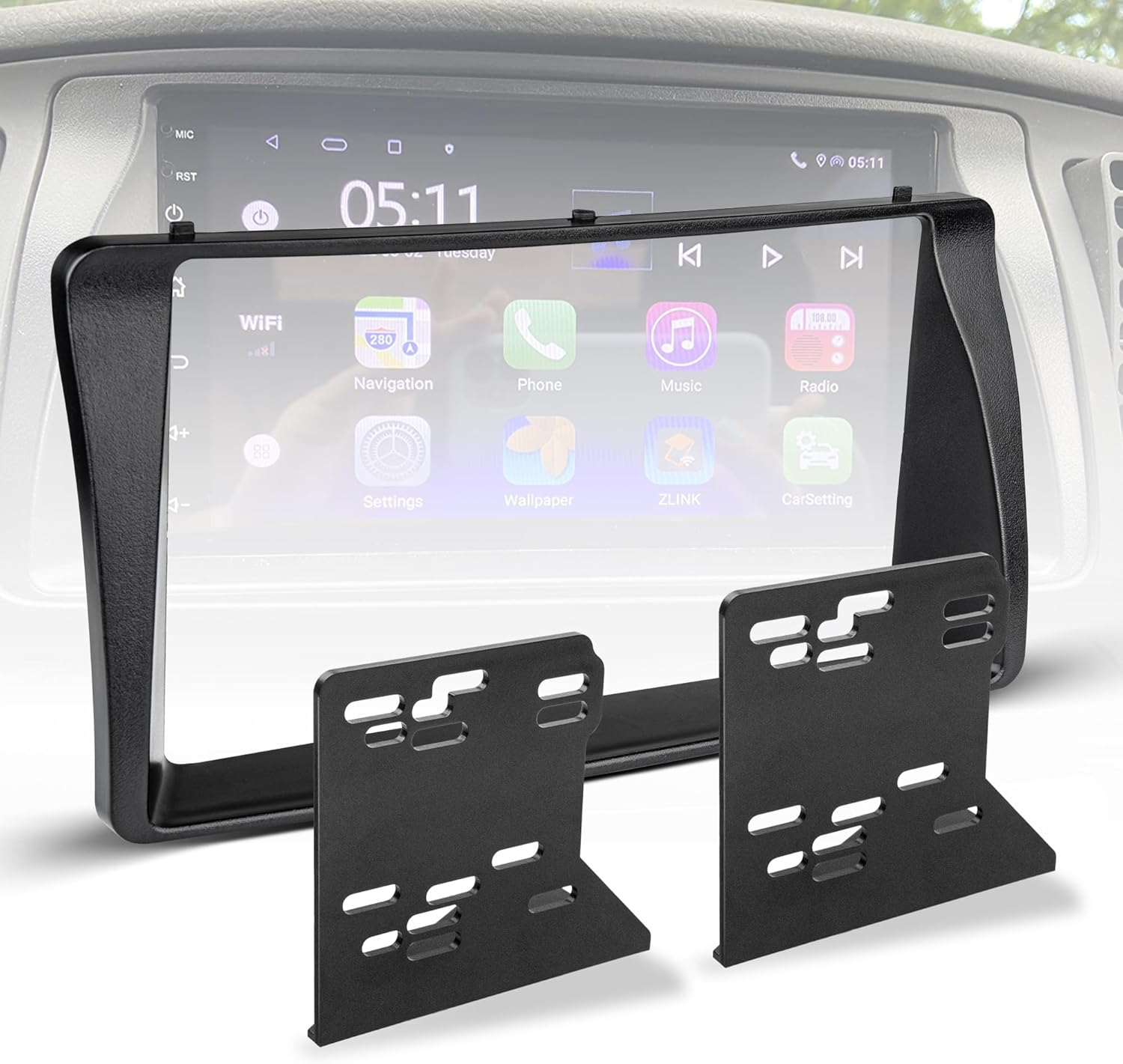 Nuith Double DIN Aftermarket Radio Installation Dash Kit for 2003-2008 Toyota Corolla Radio Dash Stereo Mounting Installation Trim Bezel Bracket Kits image number 4