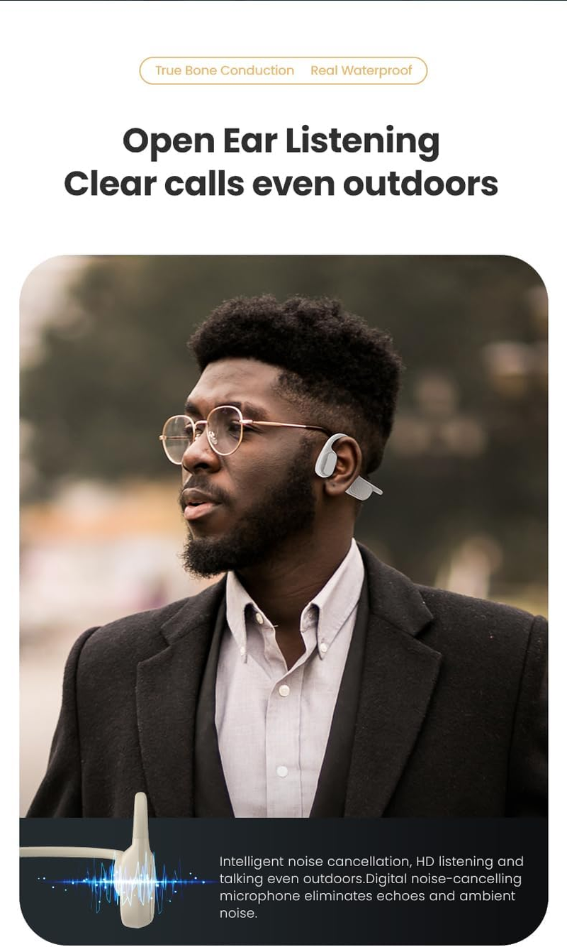 AIRBONE Open Ear F1 - Wireless Bone Conduction Sports Headphones with IP68 Waterproof Design, Built-In 32Gb Storage & Bluetooth 5.3, Ideal for Secure Listening While Swimming and Sports - All Black image number 2