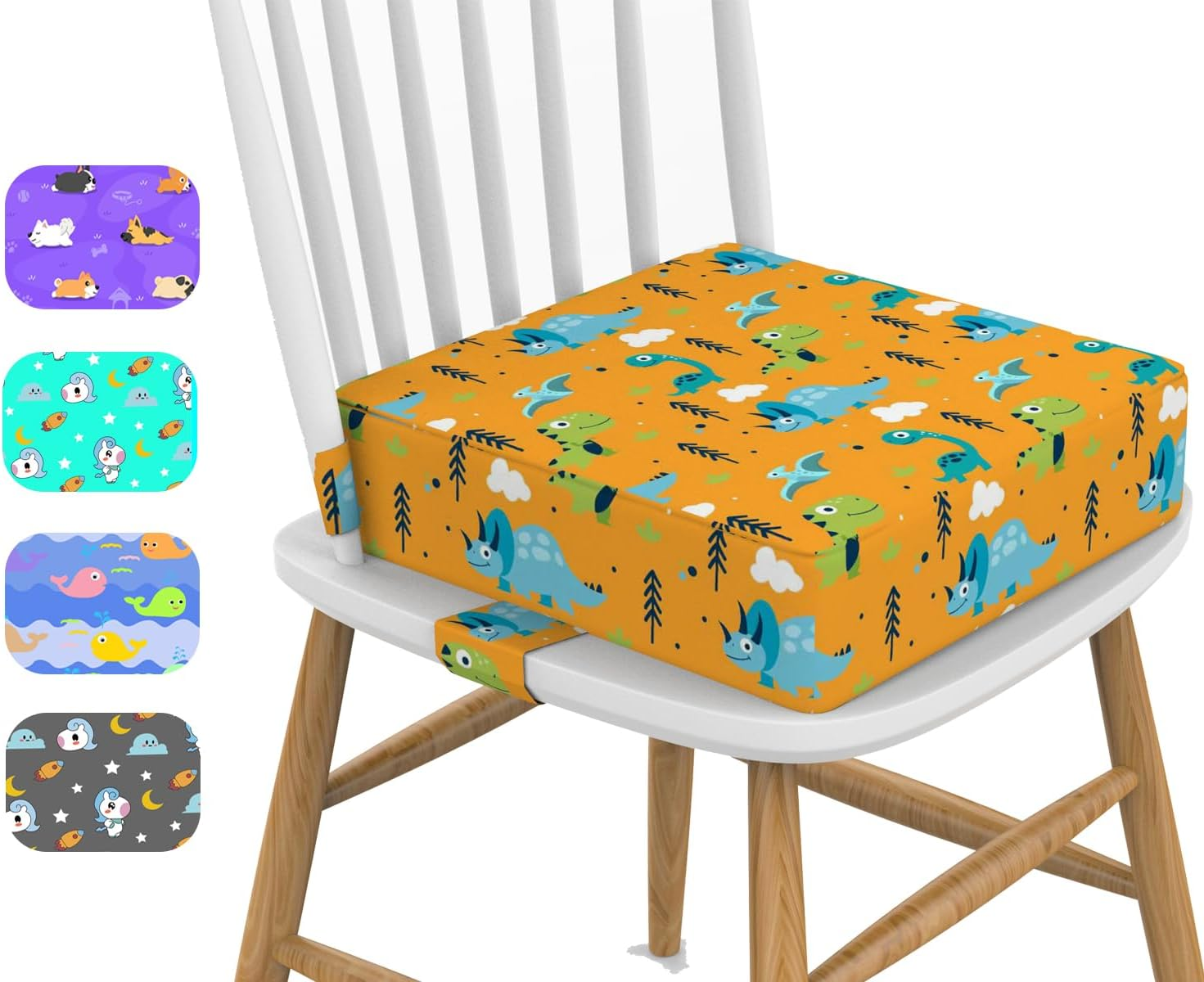 KIDUN Toddler Booster Seat for Dining Table, Upgrade 4 Inch Heightening Cushion for Kids Chair, Adjustable, Heightening Booster Seat Pad for Boy/Girl, Toddler Booster Cushion.(Buckle/Yellow) image number 6